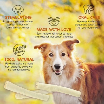 Image showing  8 in. Natural White Rawhide Roll Dog Chew Treats, 6 ct.