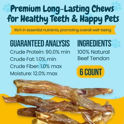 Image showing  6-8 in. Meaty Beef Tendons Dog Treats, 6 ct.