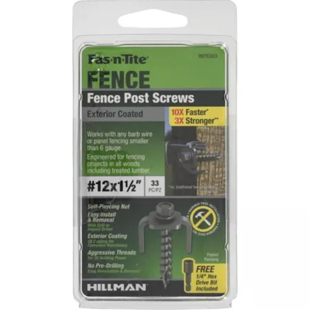 Hillman Fas-N-Tite Exterior Coated Fence Post Screws 12 x 1-1/2-in 33-Pack Fencing Hardware