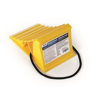 Camco 8 in. x 4.75 in. x 4.5 in. RV Wheel Chocks with Rope, Yellow