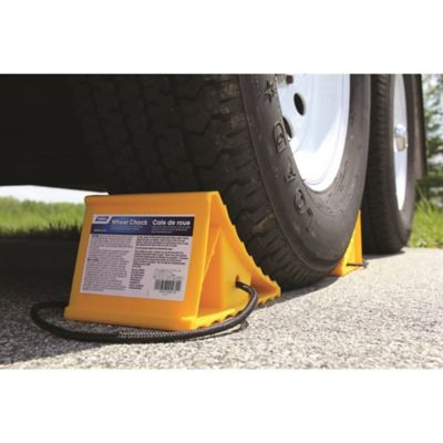 Image showing  8 x 4.75 x 4.5in. RV Wheel Chocks with Rope, Yellow