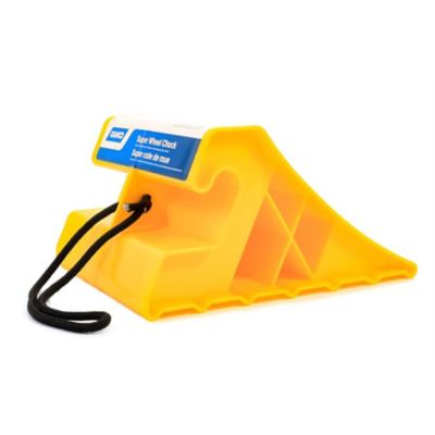 Camco 10 in. x 8.25 in. x 5.25 in. Super Wheel Chock with Rope, Yellow