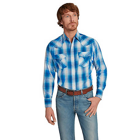 ELY CATTLEMAN Mens Short Sleeve Plaid Western Shirt