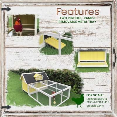 Image showing  Outdoor Elevated Wooden Chicken Coop with Ramp, Run, Waterproof Roof and Removable Tray, 3 Chicken Capacity