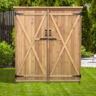 Hanover Outdoor 53 in. Wooden Storage Shed for Tools, Equipment, Garden Supplies, Shelf and Latch