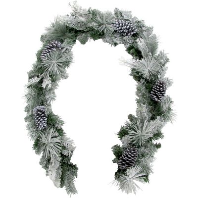 Fraser Hill Farm 6 ft. Snow Flocked Artificial Christmas Garland with Pine Cones