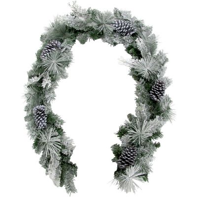 Fraser Hill Farm6 ft. Christmas Snow Flocked Garland with Pine Cones, PVC, Faux Trim