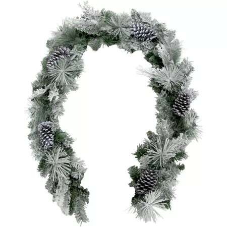 Fraser Hill Farm 6' Snow Flocked Christmas Garland with Pine Cones PVC Synthetic Trim Artificial Christmas Garlands