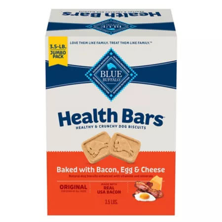 Blue Buffalo Health Bars Crunchy Egg and Cheese Flavored Dog Biscuits Baked with Natural Ingredients Bacon 3 lb Box Dog Biscuits & Cookies