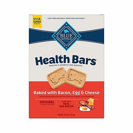 Blue Buffalo Health Bars Natural Crunchy Dog Treats Biscuits, Bacon, Egg & Cheese 56 oz. Box