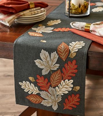 Image showing  14 x 70 in. Autumn Embroidered Table Runner