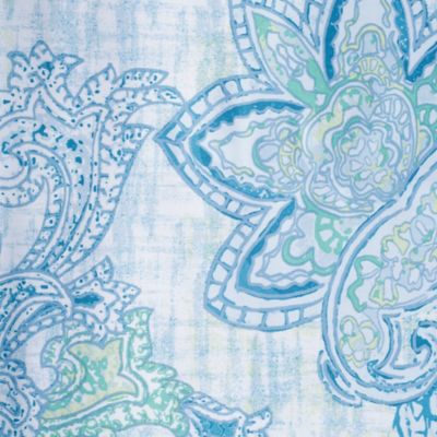 Image showing  Blue Watercolor Paisley Print Outdoor Round Tablecloth, 60 in.