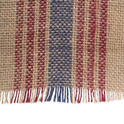 Image showing  Middle Striped Burlap Table Runner
