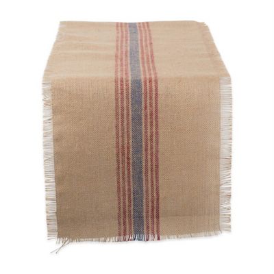 Design Imports Middle Striped Burlap Table Runner