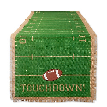 Design Imports Touchdown Print Football Kitchen Table Linen, 14 in. x 74 in.