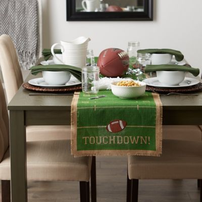 Image showing  Touchdown Print Football Kitchen Table Linen, 14 in. x 74 in.