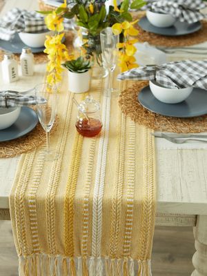 Image showing 7 th DII Braided Striped Table Runner