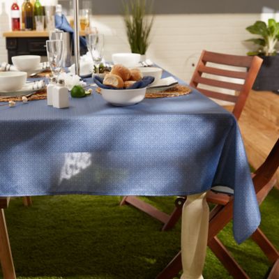 Image showing 6 th DII French Blue Tonal Zipper Tablecloth, 60 in.