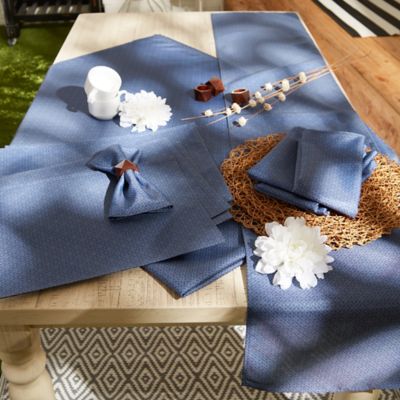 Image showing 8 th DII French Blue Tonal Zipper Tablecloth, 60 in.