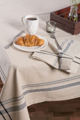 Image showing  Red French Striped Tablecloth
