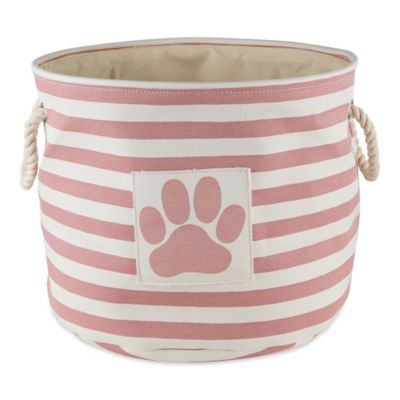 Zingz & Thingz Striped with Paw Patch Round Polyester Pet Storage Bin, CAMZ12494