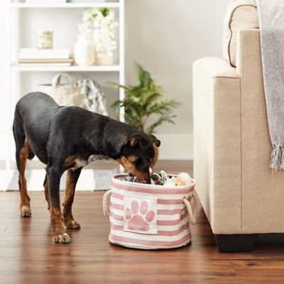 Image showing 5 th Bone Dry Striped with Paw Patch Round Polyester Pet Storage Bin, CAMZ12494