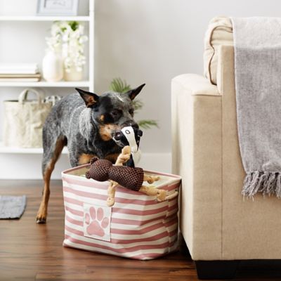 Image showing 5 th Bone Dry Striped with Paw Patch Rectangular Polyester Pet Storage Bin, 15 in. x 18 in. x 18 in.
