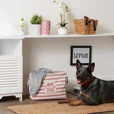 Image showing 6 th Bone Dry Striped with Paw Patch Rectangular Polyester Pet Storage Bin, 15 in. x 18 in. x 18 in.