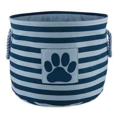 Bone Dry Striped with Paw Patch Round Polyester Pet Storage Bin, CAMZ12506