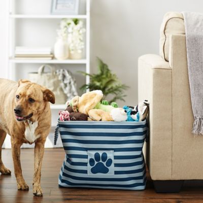 Image showing 6 th Bone Dry Striped with Paw Patch Rectangular Polyester Pet Storage Bin, 15 in. x 18 in. x 18 in.