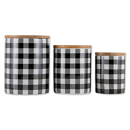 Design Imports Buffalo Check Ceramic Canisters
