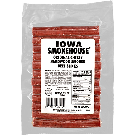 Iowa Smokehouse Hardwood Smoked Cheesy Beef Sticks, 8.75 oz.