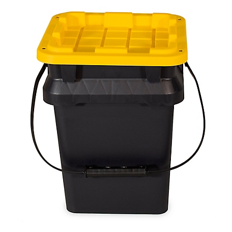 Tough Box 5 Gallon Black Storage Tote with Yellow Lid