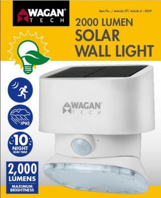 Image showing 9 th Wagan Tech 2,000 Lumen Solar Wall LED Light, White