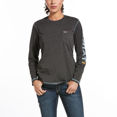 Ariat Women's Long-Sleeve Rebar Workman Logo T-Shirt, 60% Cotton/40% Polyester