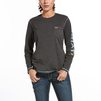 Ariat Women's Rebar Workman Logo Long-Sleeve T-Shirt, 60% Cotton/40% Polyester