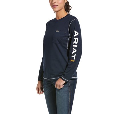 Ariat Women's Long-Sleeve Rebar Workman Logo T-Shirt, 60% Cotton/40% Polyester Clothing from Ariat are my life I'm in love !!!!!!