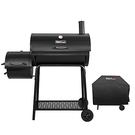 Royal Gourmet Charcoal Grill with Offset Smoker with Cover, 811 sq. in. Barrel Smoker, CC1830FC
