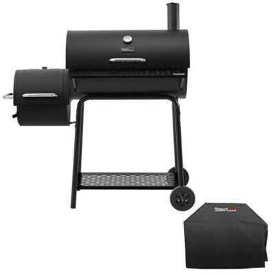 Image showing  Barrel Charcoal Grill with Offset Smoker and Cover, 811 sq. in., Black, CC1830FC