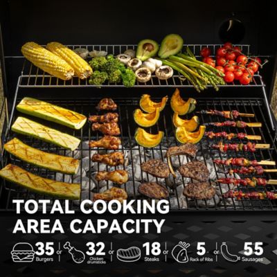 Image showing  Barrel Charcoal Grill with Offset Smoker and Cover, 811 sq. in., Black, CC1830FC