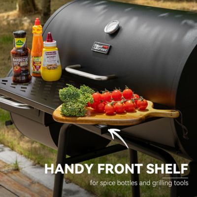 Image showing 5 th Royal Gourmet Barrel Charcoal Grill with Offset Smoker and Cover, 811 sq. in., Black, CC1830FC