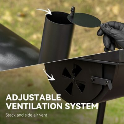 Image showing 6 th Royal Gourmet Barrel Charcoal Grill with Offset Smoker and Cover, 811 sq. in., Black, CC1830FC