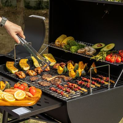 Image showing 8 th Royal Gourmet Barrel Charcoal Grill with Offset Smoker and Cover, 811 sq. in., Black, CC1830FC