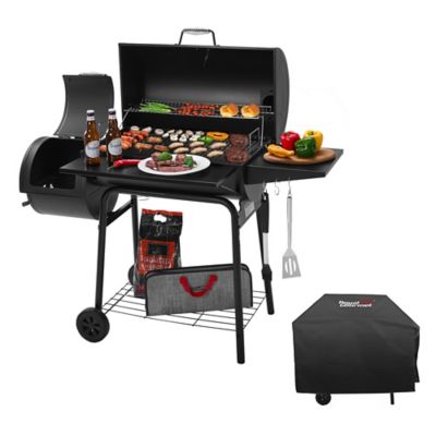 Royal Gourmet Charcoal Grill with Offset Smoker, 811 sq. in., with Cover, Outdoor Camping, Black, CC1830SC