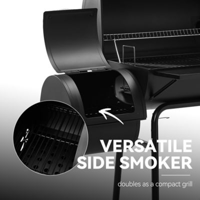 Image showing  Barrel Charcoal Grill with Offset Smoker and Cover, 811 sq. in., Black, CC1830SC