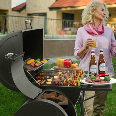 Image showing 8 th Royal Gourmet Barrel Charcoal Grill with Offset Smoker and Cover, 811 sq. in., Black, CC1830SC
