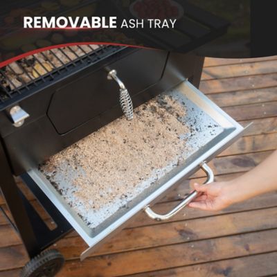 Image showing  Barrel Charcoal Grill with Cover and Foldable Side Table, 490 sq. in., Black