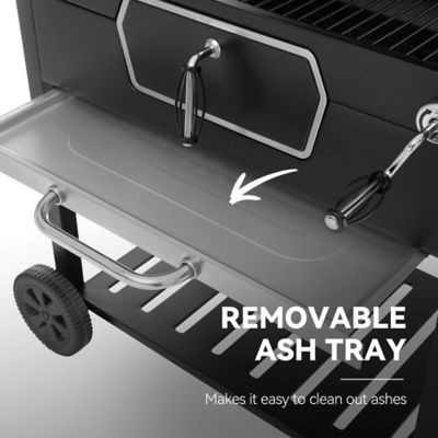 Image showing  Barrel Charcoal Grill with Side Tables and Bottom Shelf, 746 sq. in., Black