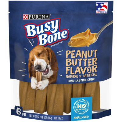 Busy Bone Peanut Butter Flavor Small/Medium Breed Adult Dog Chew Treats, 22.4 oz.