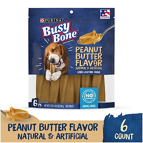Busy Bone Peanut Butter Flavor Small/Medium Breed Adult Dog Chew Treats, 22.4 oz.